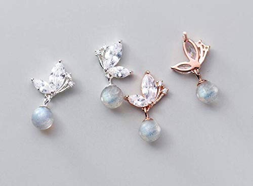 Boucles d'oreilles lune papillon diamant S925 cadeau idéal - 2