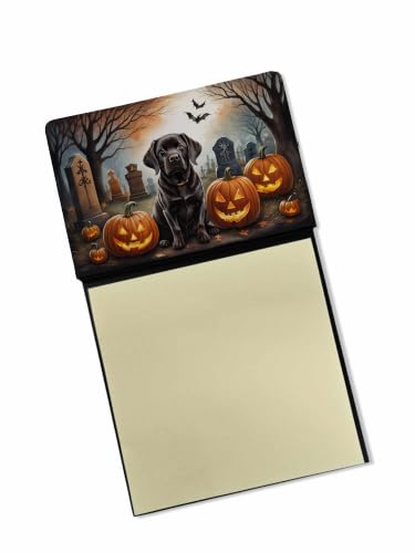 Caroline's Treasures Chocolate Labrador Retriever Spooky Halloween Sticky Note Holder Refillable Dispenser Self-Sticky Note Pads, Memo Pads Blank Desk Accessories