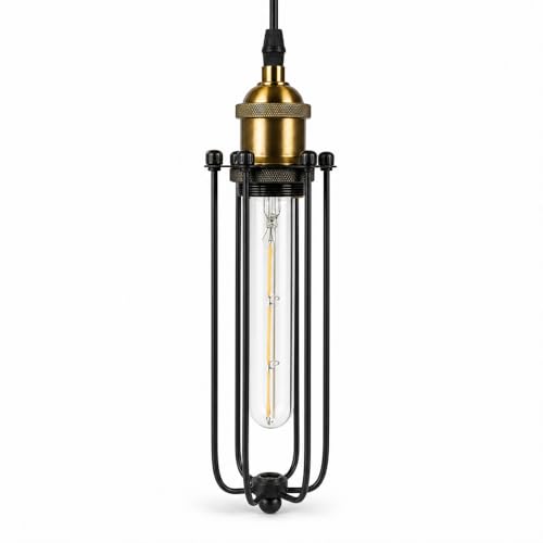 Suspension vintage en métal noir, un luminaire rétro de haute qualité