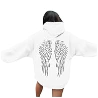 The comfortable and warm fleece material provides soft and excellent insulation for cool autumn and winter days. The elegant angel pattern print is a unique and stylish detail of this plain hoodie design. Comfortable fit with adjustable hood with dra...