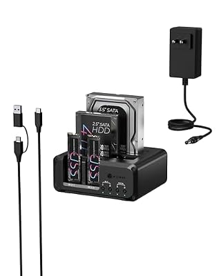 4 Bay NVMe M.2 & SATA SSD/HDD Hard Drive Docking Station, ICY BOX USB-C 10Gbps NVMe Reader, SATA to M.2 NVMe enclosure, 2.5/3.5 Hard Drive Dock Station Up to 48TB, Individual Power Switches, Tool-Free