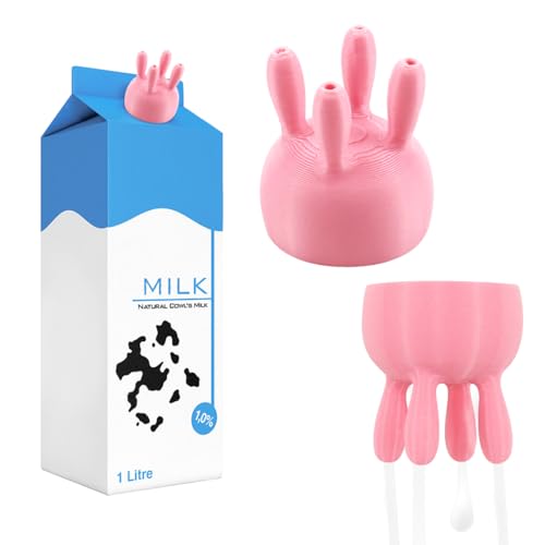 2 Stück Cow Udder Milk Cap, Kuh Euter Milchflaschenausgießer, Verpackter Milchausgießer, Trichter für Milchflaschen Aufsätze, Erleichtert Das Ausgießen