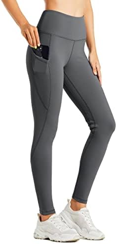 Willit Women's Fleece Lined Leggings Water Resistant Thermal Winter Pants Hiking Yoga Running Tights High Waisted Deep Gray M
