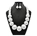 BA UNIQUE FASHION Women's Chunky Large Simulated Pearl Statement Necklace, Bracelet, Earring Set (White)