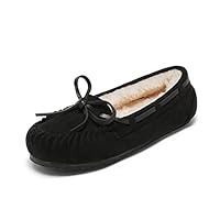 DREAM PAIRS Boys Girls KSL211 Slippers Faux Fur Indoor Outdoor Moccasin Kids House Shoes Size 1 Black