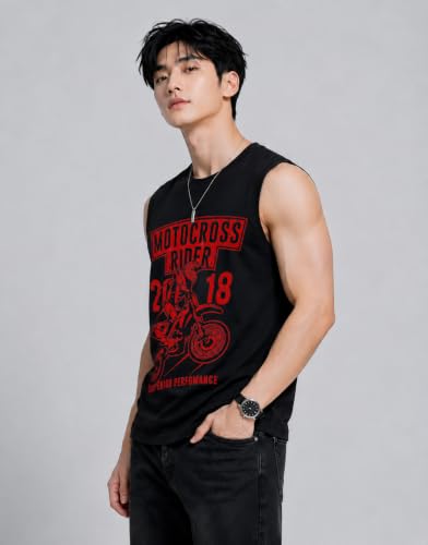 Image of JUGULAR Tank Tops Sleeveless T-Shirt for Men Gym Wear Vest Solid Stylish Round Neck Running for Sports Workout Fitness & Casual or Beach Wear