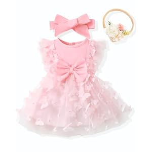 Renotemy Baby Girl Flower Dress Summer, Tutu Tulle Boho Princess Wedding Birthday Party Dresses for Infant Girls 0-18 Months