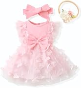 Renotemy Baby Girl Flower Dress Summer, Tutu Tulle Boho Princess Wedding Birthday Party Dresses f...