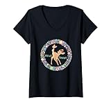 Womens Disney Bambi Hello Spring Floral Portrait V-Neck T-Shirt