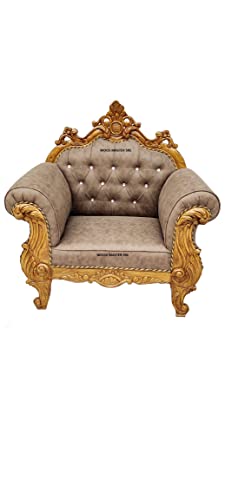 Image of Luxury Wooden Teakwwood Five Seater Sofa Set for Living Room (Honey Brown) Solid Wood Outdoor Chair 5 Seater Sofa | (1)