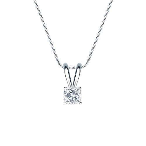 Platinum 4-Prong Basket Cushion-cut Diamond Solitaire Pendant (1/4-1 cttw, G-H, VS2-SI1)