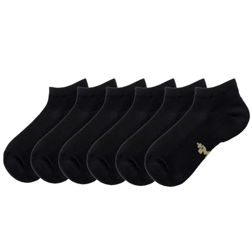 Image of +MD 6 Pairs Viscose Bamboo Ankle Socks for Mens /Womens, Liner Cushion Wicking Smell Control, Athletic Running Casual Low Cut Socks 6Black14-16