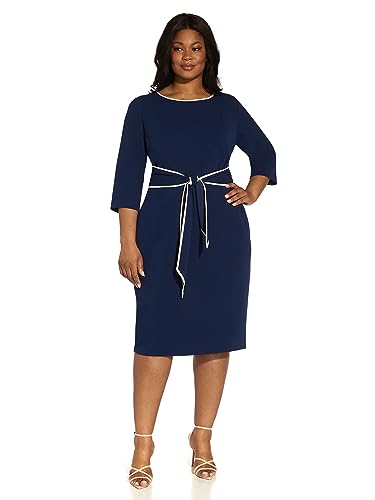 Image of Adrianna Papell Tipped Crepe Tie Dress