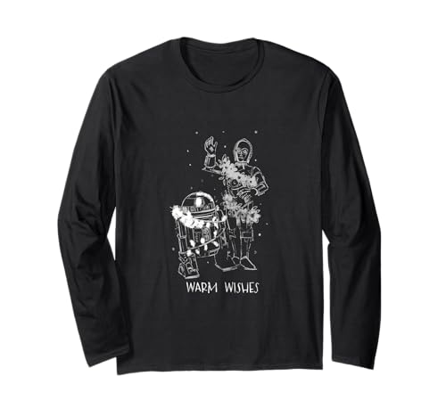 Star Wars Christmas R2D2 And C-3PO Warm Wishes Portrait 長袖Tシャツ