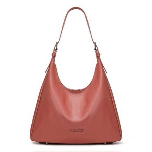 Montana West Hobo Bag Purse for Women Slouchy Casual Shoulder Handbags Purses Soft Vegan Leather Purse Tote Bag Everyday Work Ladies Red MWC-614BDY