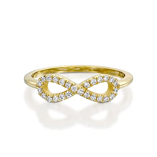 10K 14K 18K Gold 0.13 Cttw Natural Diamond Infinity Ring for Women Infinity Promise Ring Jewelry Gift for Wife