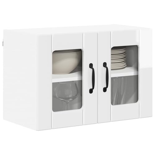 ATOMSTACK MAKER Armoire de cuisine 60 x 31 x 40 cm, blanc brillant, en bois robuste avec portes coulissantes, armoire murale moderne pour une cuisine bien...
