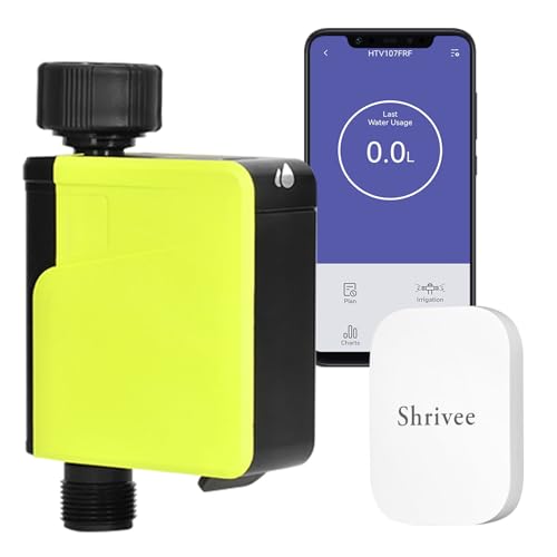 Shrivee Computer per irrigazione, timer automatico intelligente per l'irrigazione, timer dell'acqua WiFi per l'irrigazione del prato, con APP e monitoraggio del consumo d'acqua, per il giardino