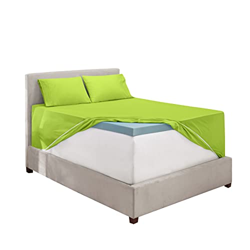 Image of Hearth & Harbor Extra Deep Pocket Bed Sheet Set - 4 Piece Hotel Luxury Sheets Fits Up to 24 inch Thick Mattress - Full - Garden Green