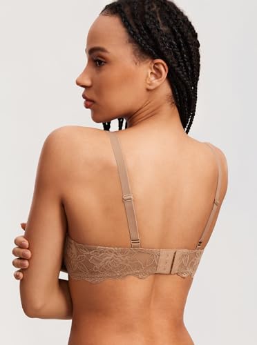 Image of DOBREVA Women's Push Up Lace Bra Underwire Plunge Full Coverage Bras Sexy Plus Size Support