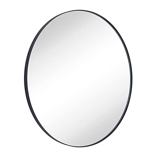Image of TEHOME 30 inch Black Round Mirror Circle Wall Mirror Circular Round Mirror for Bathroom Vanity, Entryway, Dresser or Mantel