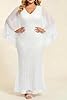 Plus Size Wedding Dresses White Cape Ruffle SleevesChiffon V Neck Formal Evening Lace Long Mermaid Dresses 2025 #2