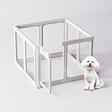 Jalove Clear Dog Playpen Indoor, 24" Acrylic Plastic Pet Play Pen with Door, Playpen for Puppy Cat Rabbit Ferret, Easy to Install Preferable Playpen for Small Dogs, Customizable, White 8 PCS