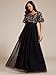 Ever-Pretty Sequin Formal Prom Dresses for Women Ruffle Sleeves Empire Waist A-Line Long Mother of Bride Dress Black and Gold US12