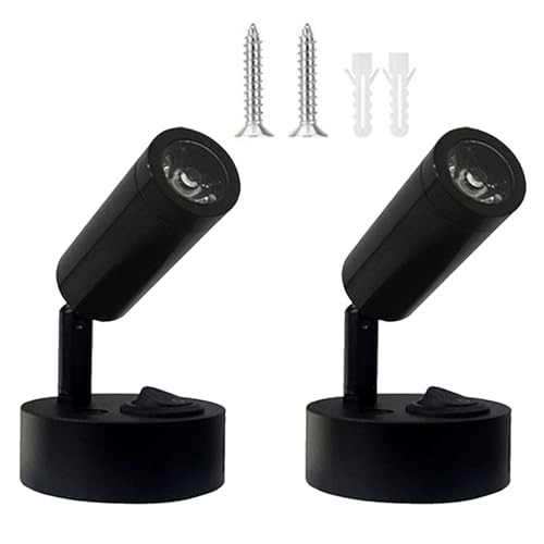 12V RV LED Reading Lights Bedside Reading Lamp Wall Mount for RV Camper Trailer Cabinet Spot Lamp Up Down 180° Rotatable Left Right 360° Rotatable 3W Warm Yellow Lighting Black Finished 2Pcs DC12-24V