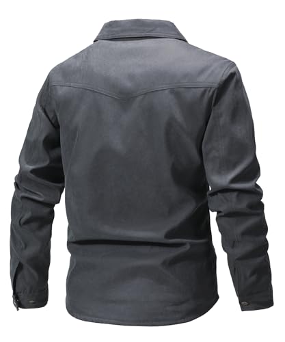 Men's Shirt Jacket Shacket with Flannel Lined Casual Snap Button Overshirt Western Cowboy Jackets Fall Clothing2