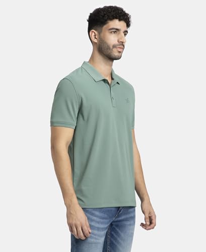 Image of Jockey AM38 Men's Microfiber Fabric Solid Half Sleeve Polo T-Shirt with StayDry & StayFresh Technology