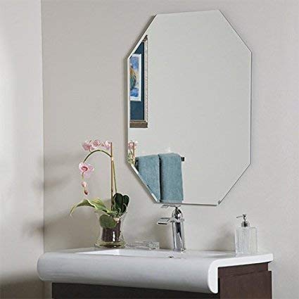 VENETIAN IMAGE Frameless Beveled Wall Mirror (Glass_Silver_45x60 CM) for Home Decor