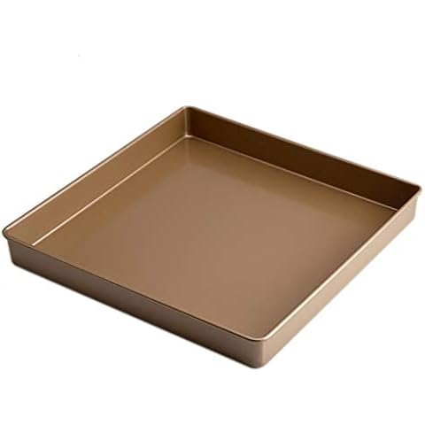 11-inch Golden Square Baking Pan Cake Baking Pan Swiss Roll Baking Pan (Size: 11 inches long x 11 inches wide x 1.4 inches high) Cover