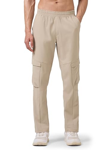 Image of TECHNOSPORT Men's Regular Fit Active Out Cargo Track Pants with UPF50+, Quick Dry for Gym, Sports & Regular Use