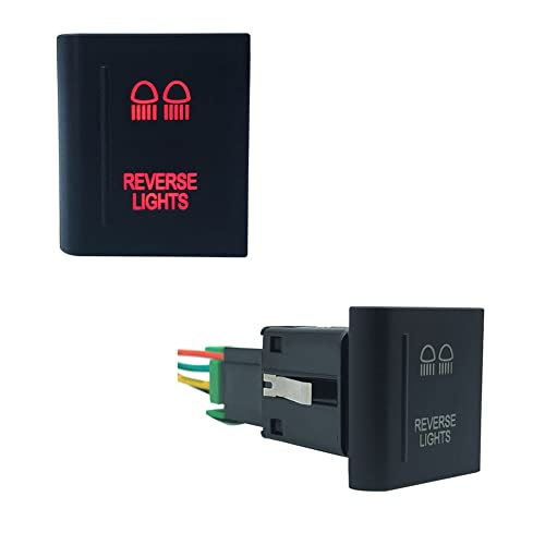 Image of Red Led Car Push Button Switch with Wires for VW Volkswagen Amarok 3Amp 12V (Reverse Lights-Left Side)