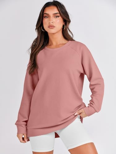 ANRABESS Women's Oversized Sweatshirts Crewneck Long Sleeve Tunic Pullover Shirts Side Zipper Hoodies 2026 Spring Clothes