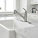 UFAUCET Kitchen Faucet with Pull Out Sprayer, Low Profile Stainless Steel Single Handle Brushed Nikcel Utility Laundry Sink Faucet 1 or 3 Hole Grifo De Cocina