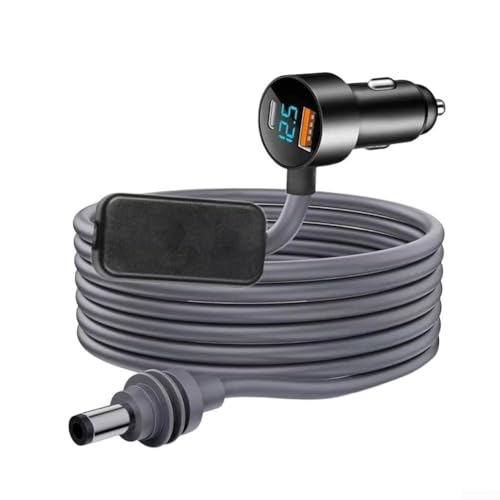 Image of Dual Usb Car For Charger For Starlink For Mini, 3-in-1 Dc Power Cable 12v-24v With Fast Charging Ports, Waterproof Aluminum Alloy Cord With Led Display For Vehicle, Black, (30V-2A 2m)