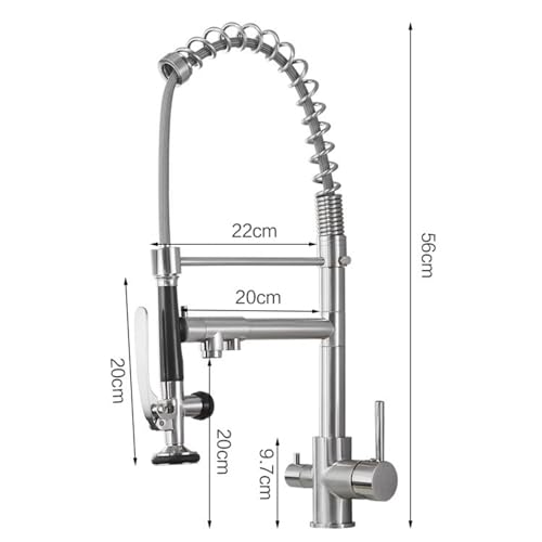 Robinet de cuisine 3 voies mitigeur eau potable avec douchette extractible noir
