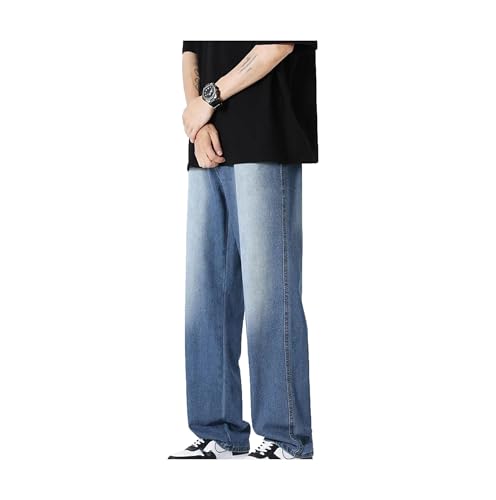 Mens Jeans Spring Wide Leg Loose Straight Casual Streetwear Baggy Bleach High Street Denim Pants