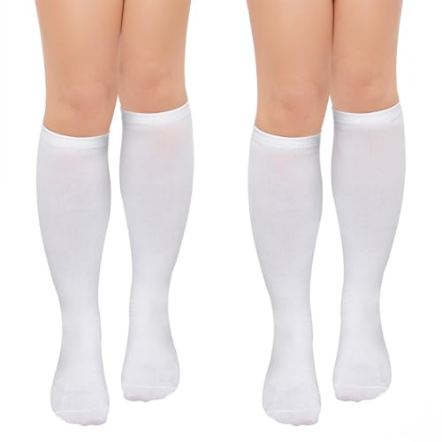 2 Pairs Womens Knee High Socks Athletic Casual Long Socks Cotton Tube for Women Sport Daily Wear Holiday Cosplay