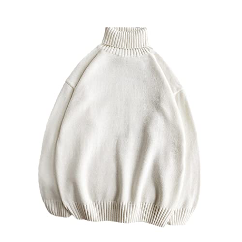 Pull col roulé blanc pour homme style coréen en tricot chaud taille XXL