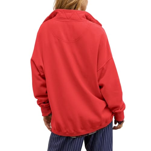 Sweatshirt for Women Oversized Casual Long Sleeve Fashion Tops Outfits Clothes Cotton Button Henley Neck Pullover4