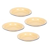 Healeved Retro Enamel Plates Enamelware Dinner Plates Pack of 4 Enamel Plates 6.29 inch Flat Edges F