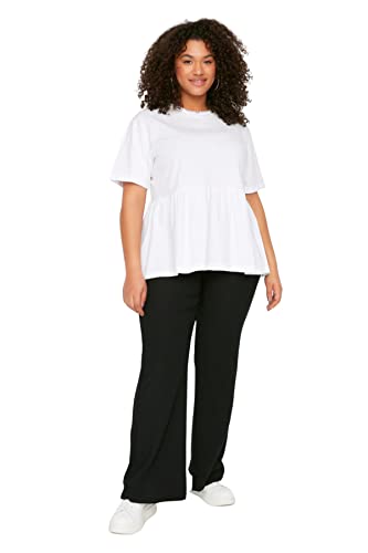 Pantalon femme grande taille confortable à coupe jambe évasée