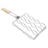 Corn Grill Basket - Cooking Utensil Kitchen Gadget, Foldable Stainless Steel Roasting Rack, Portable Corn Barbecue Holder, Durable Grilling Mesh Tool - For Garden Bbq Camping Picnic Restaurant