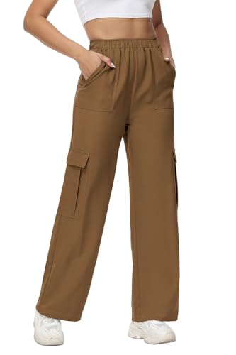 Women Wide Straight Leg Pants Trendy Y2k Streetwear Cargos Twill Utility Pant with 6 Pockets