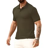 San paulo Men's Short Sleeve Solid Polo Shirt, Summer Fashion Golf Shirt A3KTJL Army Green