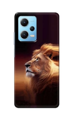 Image of Plastic Printfidaa Printed Hard Back Cover Case For Mi Redmi Note 12 5G | Mi Poco X5 5G Back Cover (Danger Lion) -112