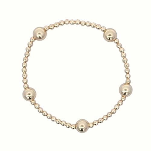Anela 14kt Gold Filled Tarnish-Free Beaded Stretch Bracelet for Women - Elegant 3mm and 7mm Beads2